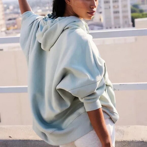 Free People Sprint To The Finish Logo Hoodie Oversized Hi Low Pockets Jacket XS - Picture 2 of 9